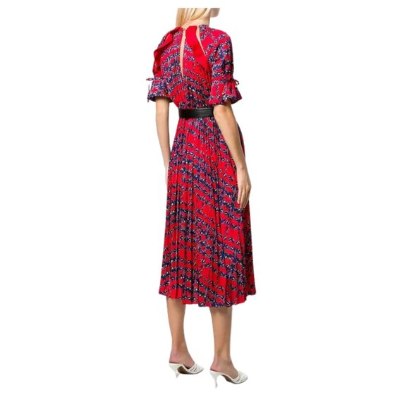 SELF-PORTRAIT Flared Pleated Dress. Size 2. - Picture 2 of 4